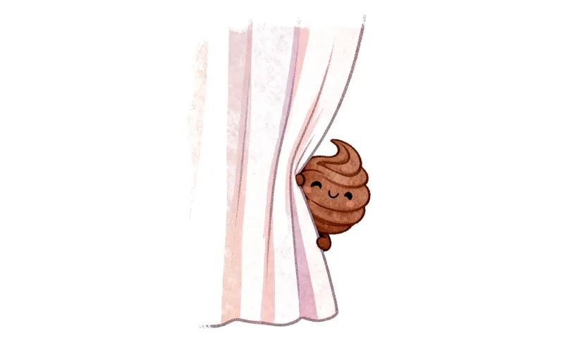 Un conejito de dibujos animados sentado en un orinal con los pies en un escalón, con aspecto tranquilo, junto a una pila de libros.