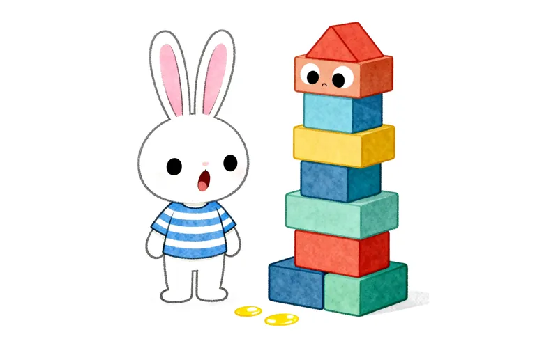 A cartoon bunny sits calmly on a small potty next to a bucket of wet clothes, with a gentle smile.