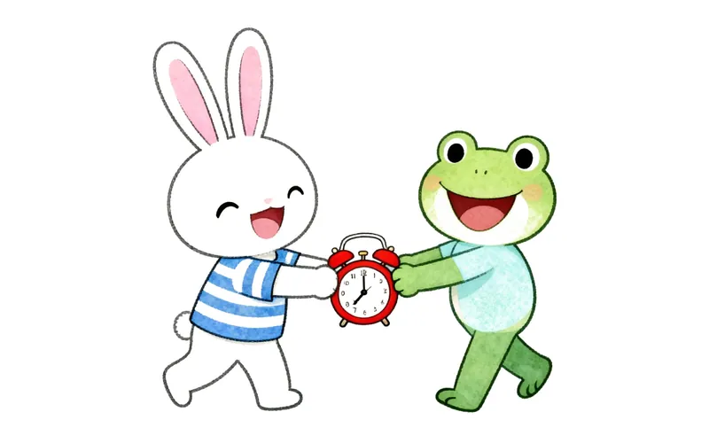 A cartoon bunny sits on a small potty while a toddler gently offers a choice of books.